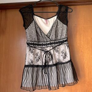 ✿ vintage cream and lace babydoll blouse ✿